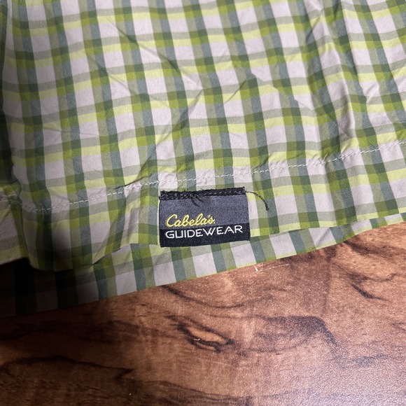 Cabelas Shirt Men's XL Green Plaid Guide Wear Nylon Button Down Lightweight Fish - Picture 5 of 7